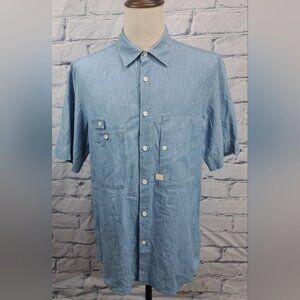 G-Star Men's Stalt DC Utility Straight Shirt S/S Button-Down Shirt Blue Large